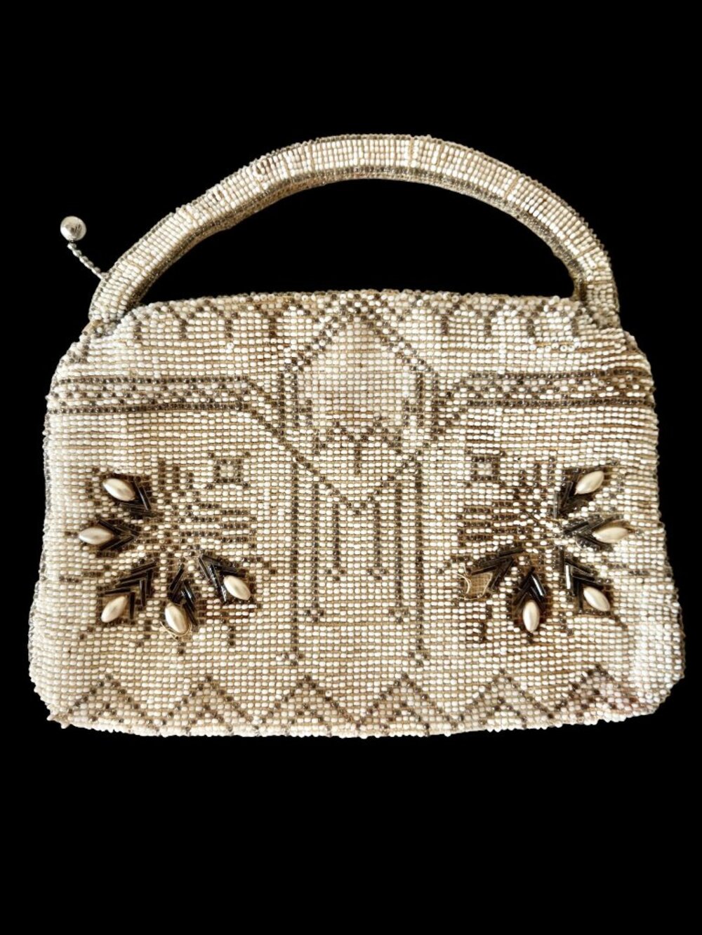 Vintage Art Deco White Beaded Evening Bag Made in Czechoslovakia